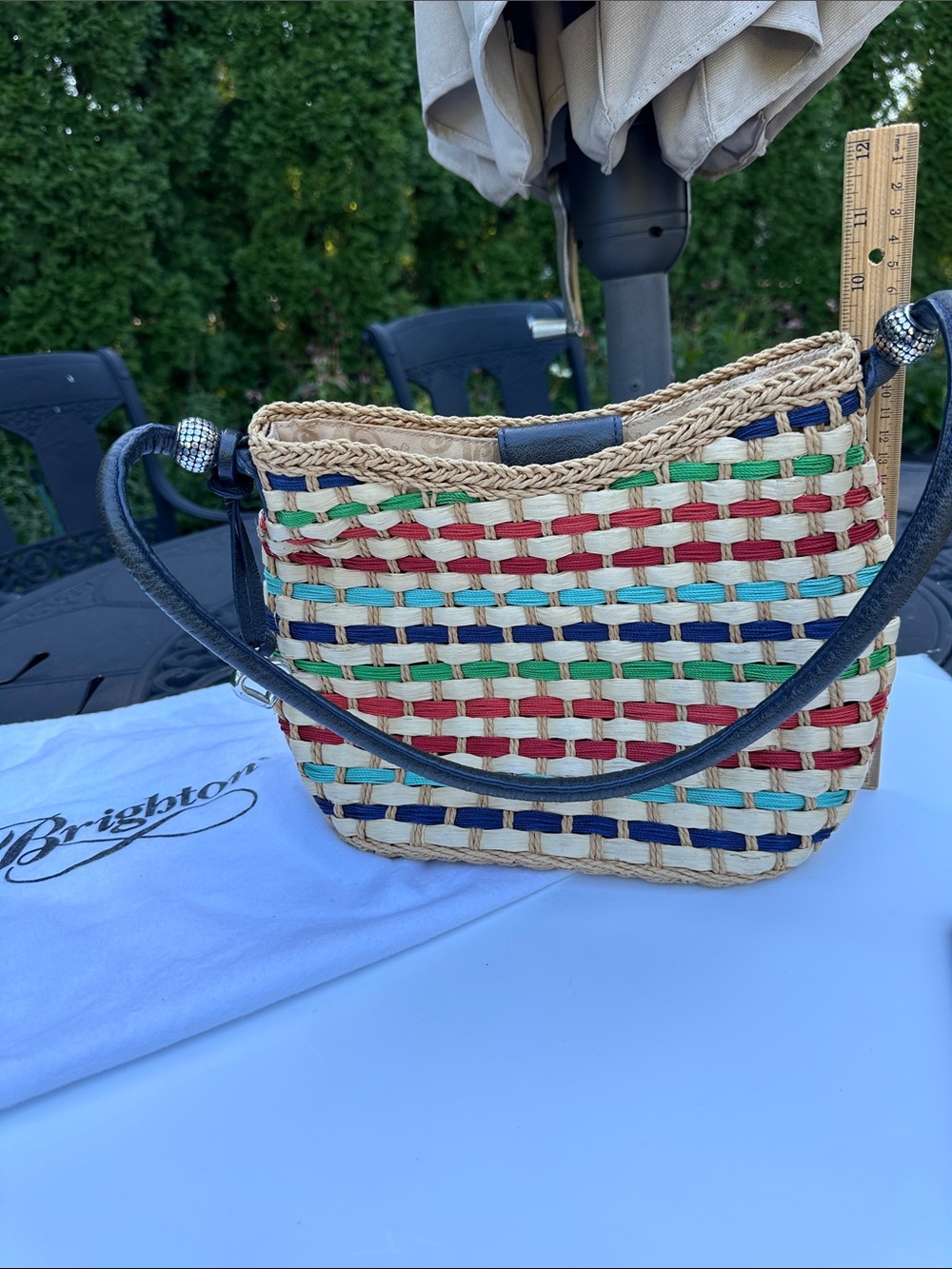 Brighton Navy Strap Multicolor Woven Shoulder Bag